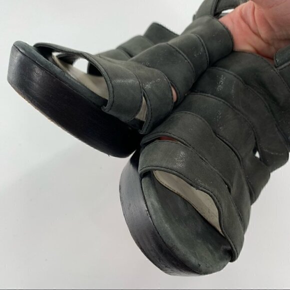 Via Spiga Womens platforms size 8 gray suede strappy cage chunky - Picture 11 of 14